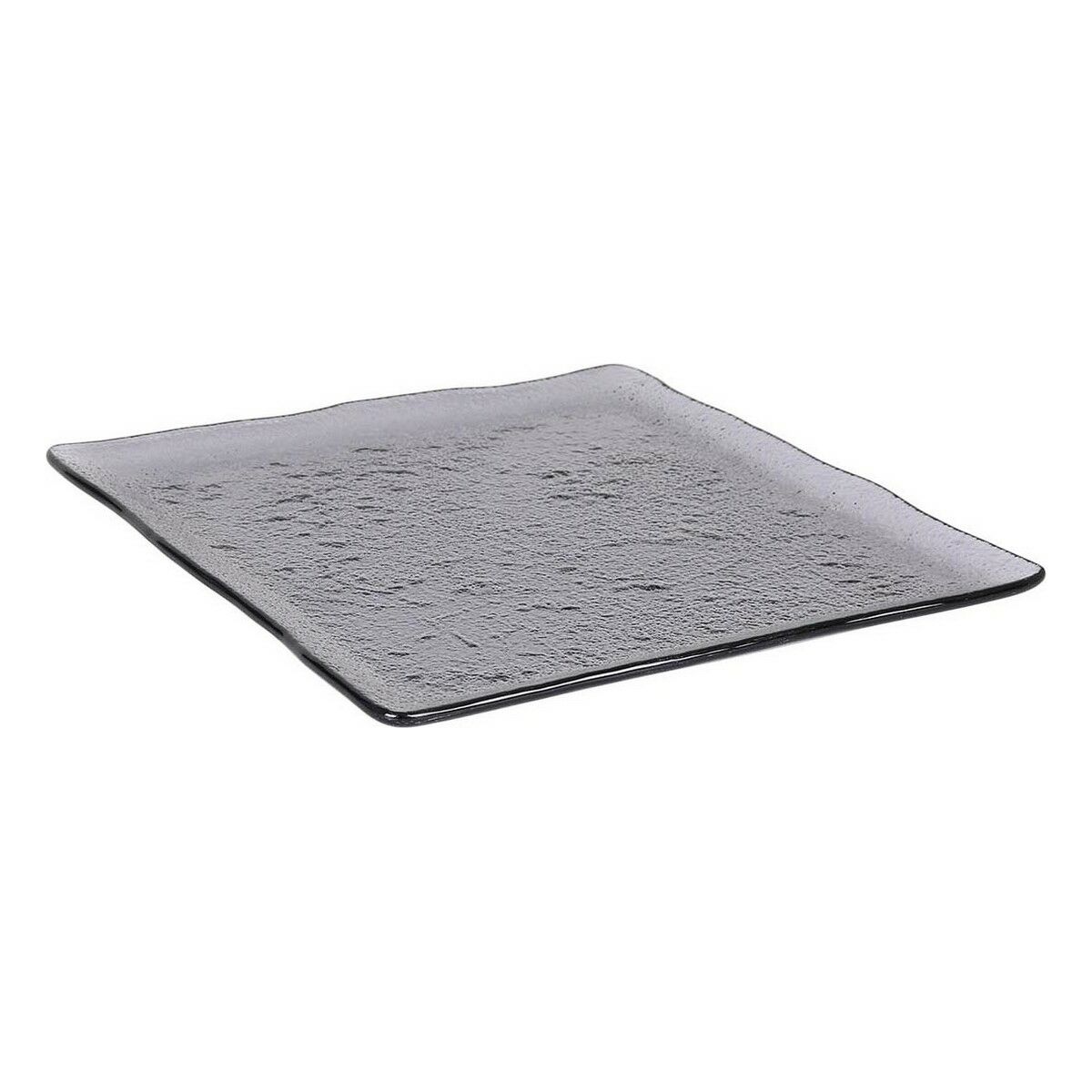 Platt skål Inde Ming Svart Glas 25 x 25 cm