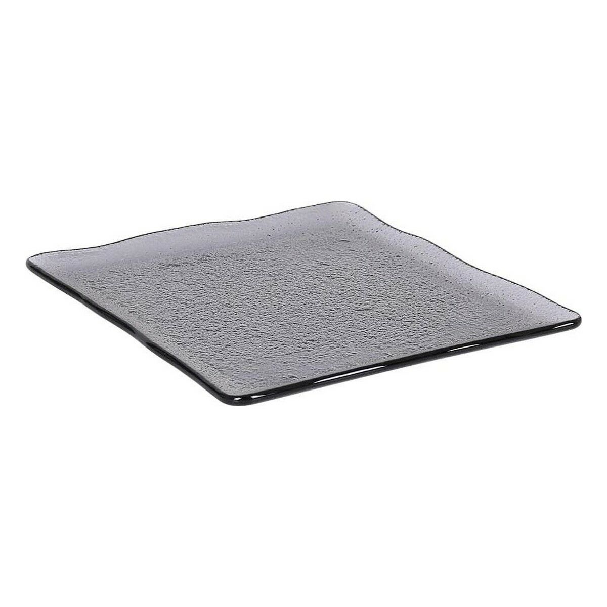 Platt skål Inde Ming Svart Glas 20 x 20 cm