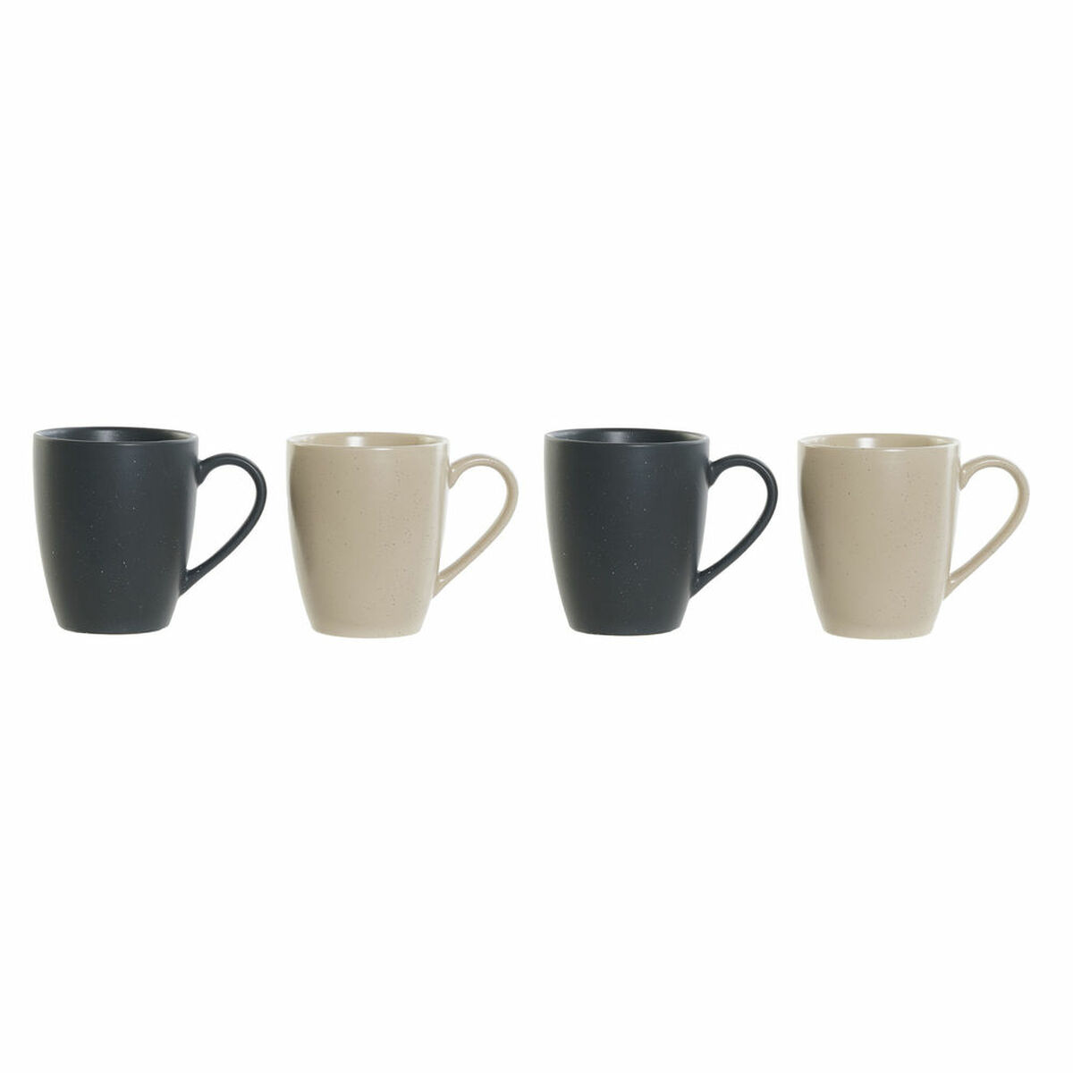 Koppset DKD Home Decor Beige Gummiträ Mörkgrå 300 ml Stengods - 2