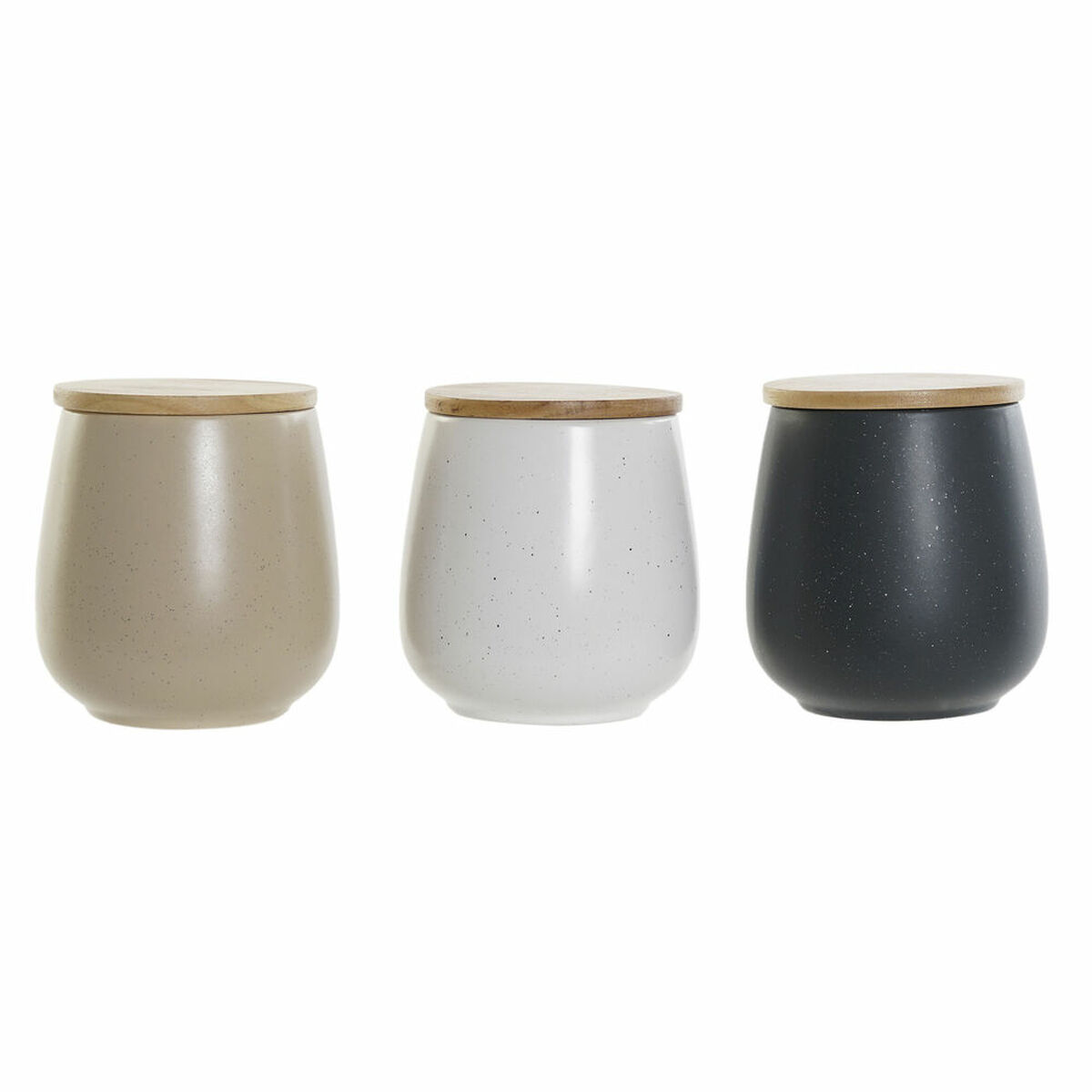 Burk DKD Home Decor Vit Beige Mörkgrå 10 x 10 x 13 cm (3 antal) - 3