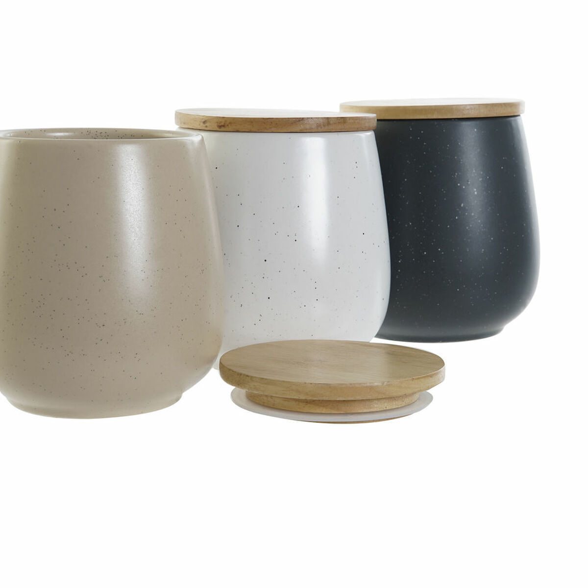 Burk DKD Home Decor Vit Beige Mörkgrå 10 x 10 x 13 cm (3 antal) - 4