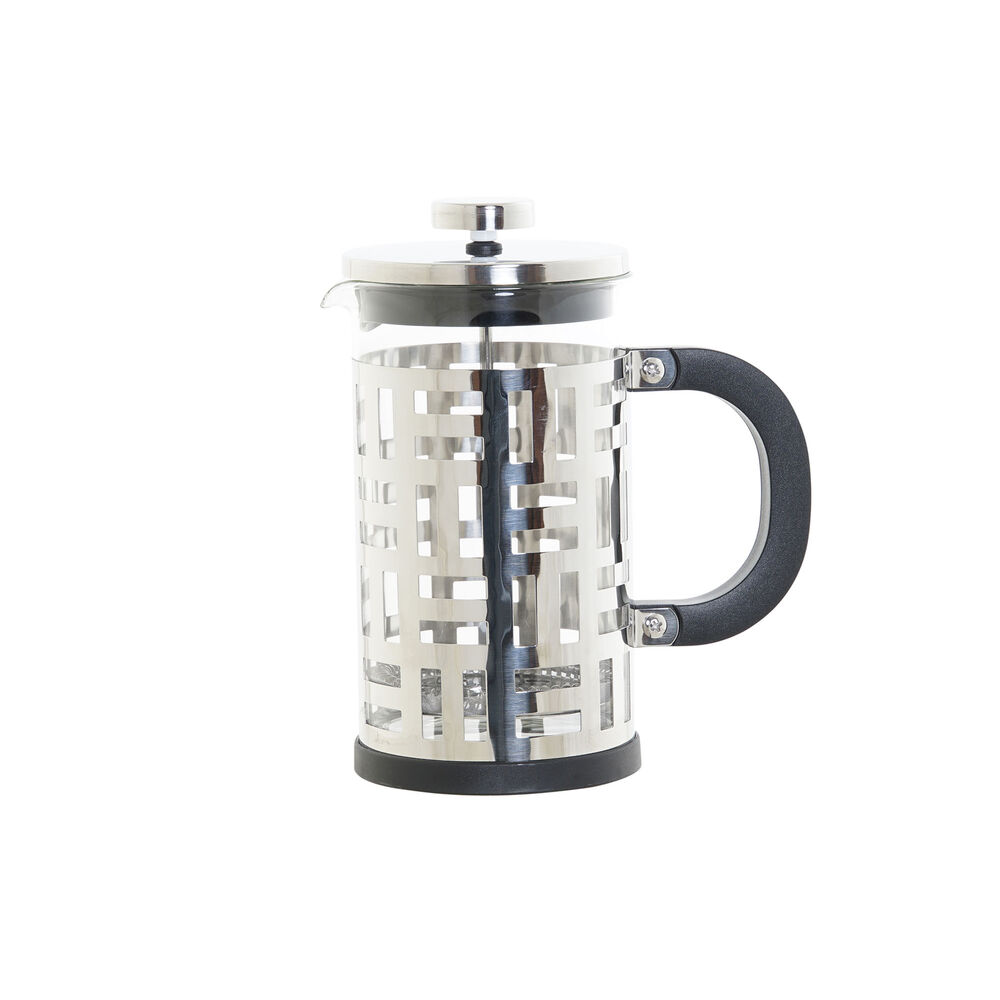 Ljusstakar DKD Home Decor Svart Silvrig Rostfritt stål Plast Borosilikatglas 600 ml 16 x 9 x 18 cm