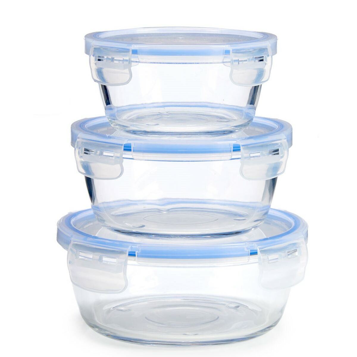 Lunchlådor, set Rund Blå Transparent Glas (8 antal) - 2