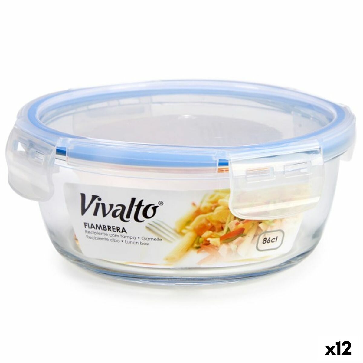Hermetisk matlåda Rund Blå 860 ml 16,5 x 7,5 x 16,5 cm (12 antal)