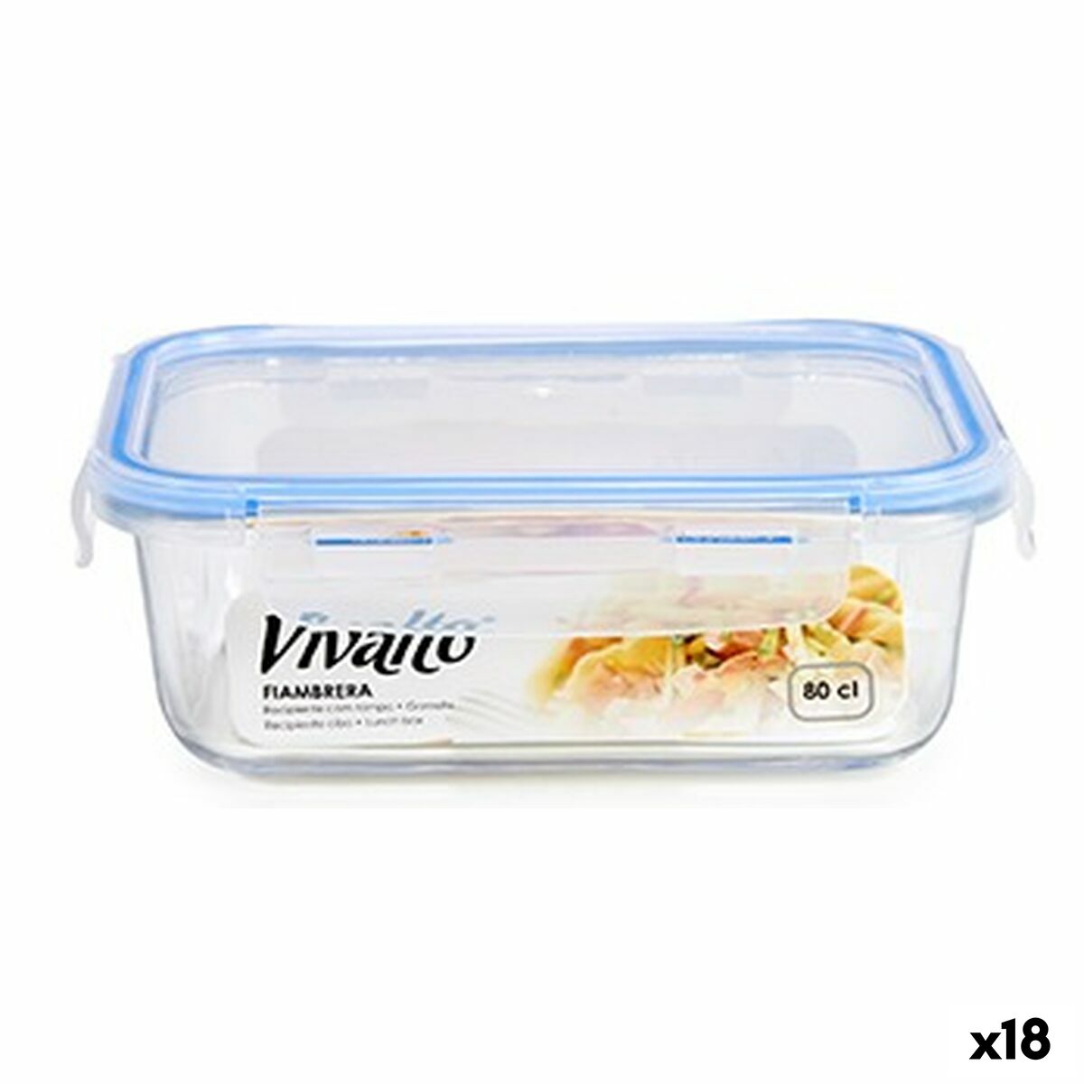 Hermetisk matlåda Rektangulär Blå Plast 800 ml 19,2 x 7 x 13,3 cm (18 antal)