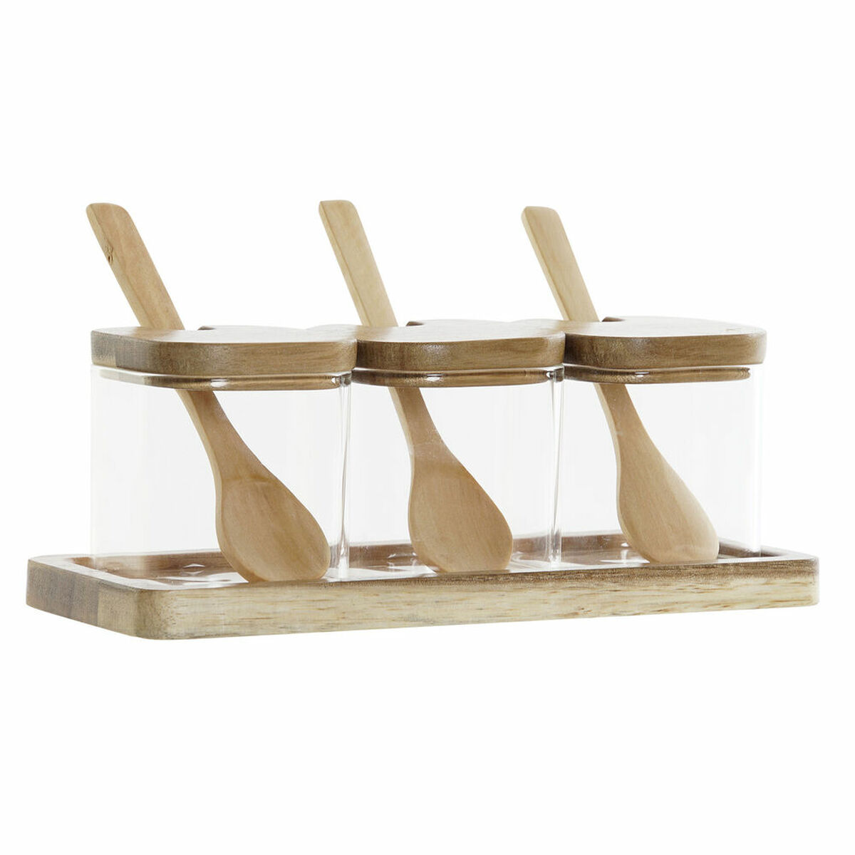 Uppsättning med 3 Burkar DKD Home Decor Multicolour Transparent Naturell 150 ml 20,5 x 8 x 1,5 cm - 4