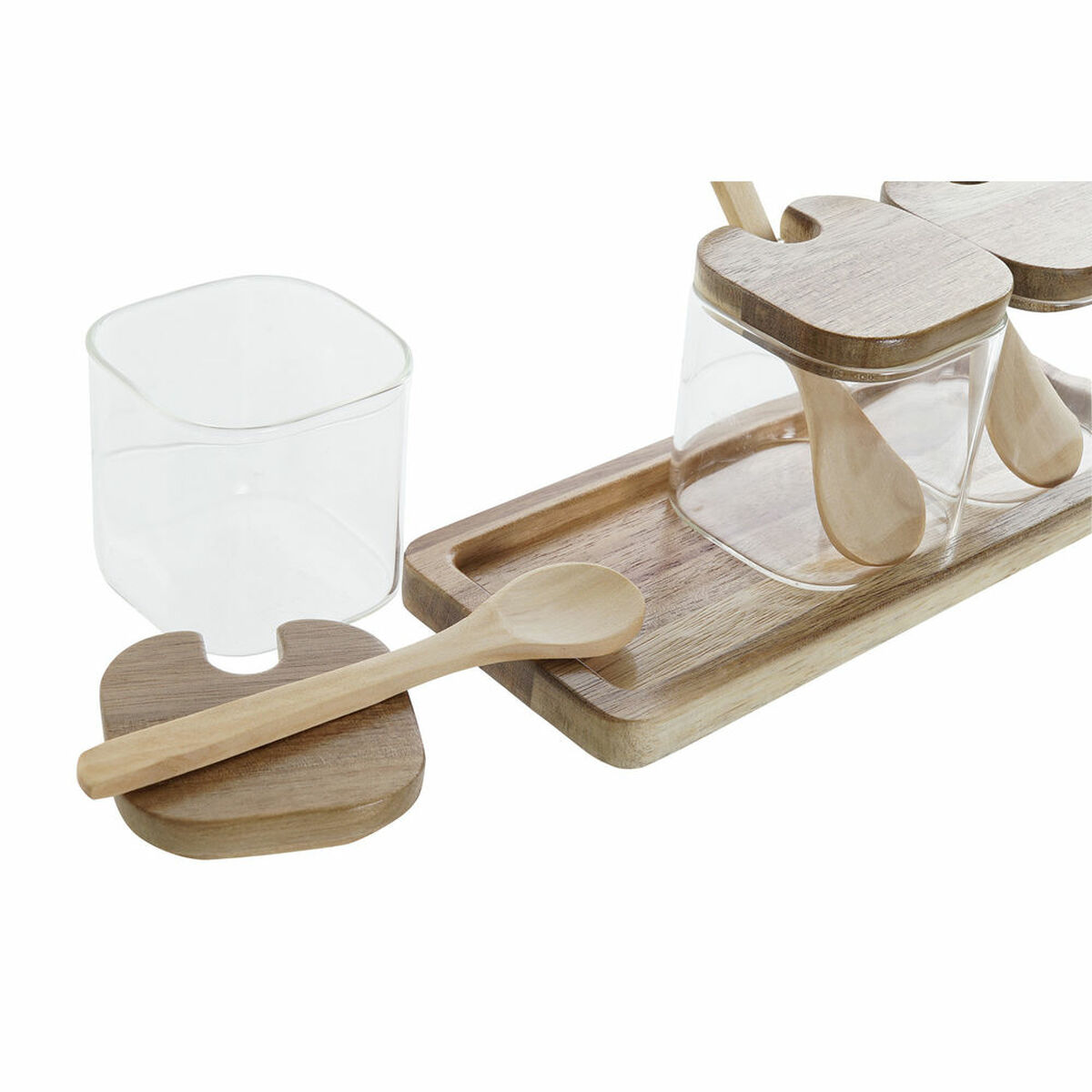 Uppsättning med 3 Burkar DKD Home Decor Multicolour Transparent Naturell 150 ml 20,5 x 8 x 1,5 cm - 5