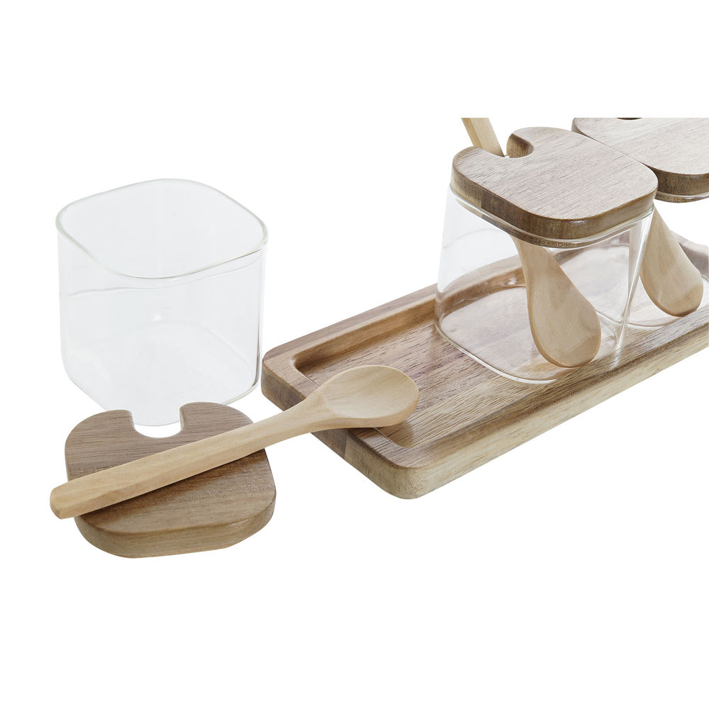 Uppsättning med 3 Burkar DKD Home Decor Multicolour Transparent Naturell 150 ml 20,5 x 8 x 1,5 cm - 2