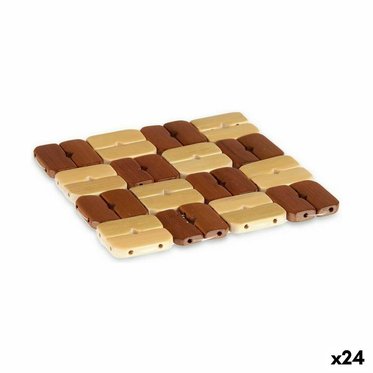 Bordsunderlägg Set Fyrkantig Bambu Brun 13 x 2 x 13 cm (24 antal)