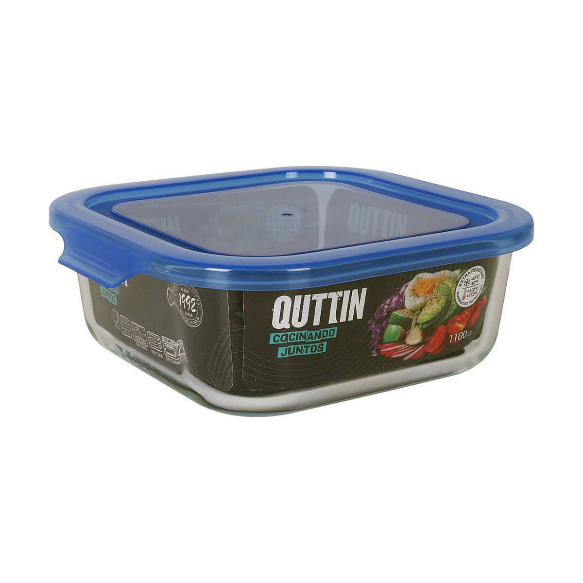 Lunchlåda Quttin   Blå Fyrkantig 18,5 x 18,5 x 7 cm 1,1 L