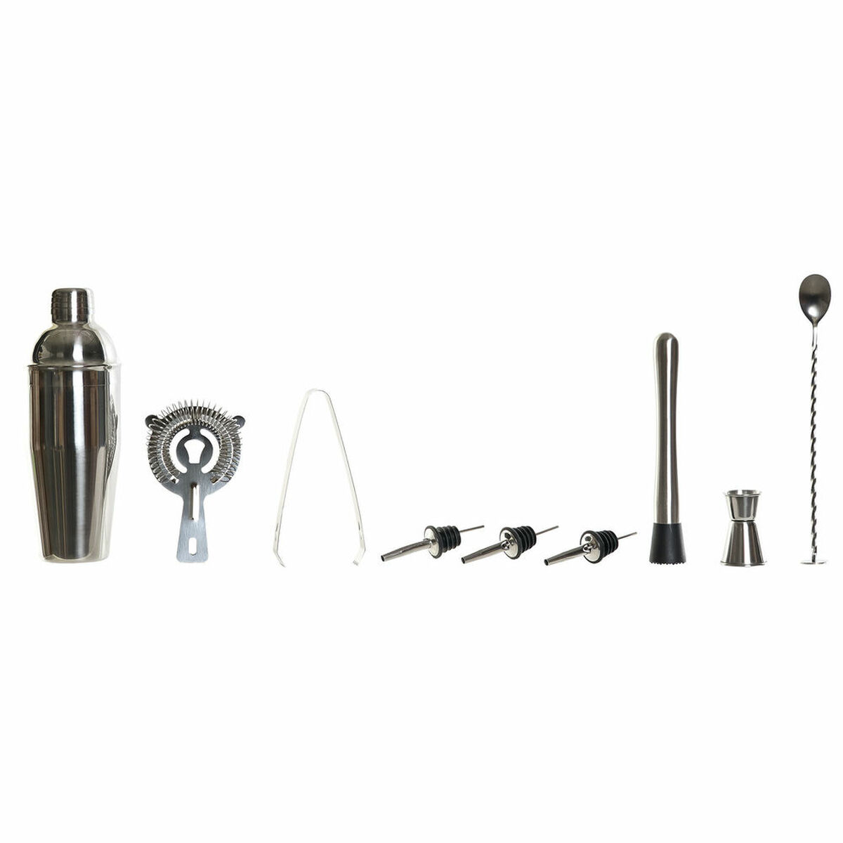 Cocktailset DKD Home Decor Bambu Rostfritt stål (9 pcs) (9 x 9 x 25 cm) (750 ml) - 8