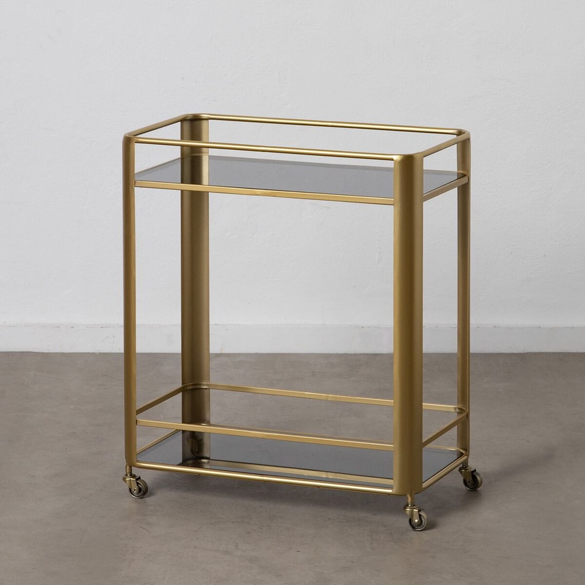 Köksvagn 66 x 36,5 x 77 cm Glas Gyllene Metall