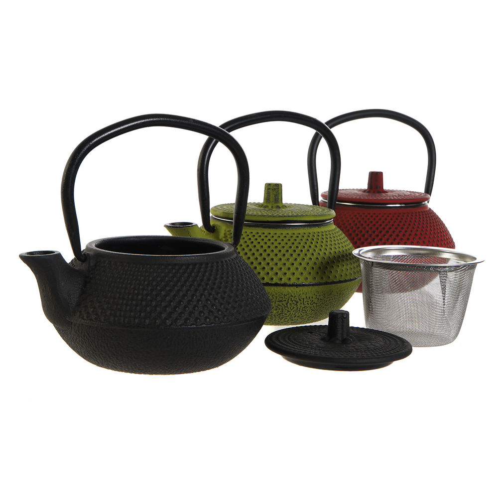 Tekanna DKD Home Decor Svart Röd Grön Rostfritt stål (3 antal)