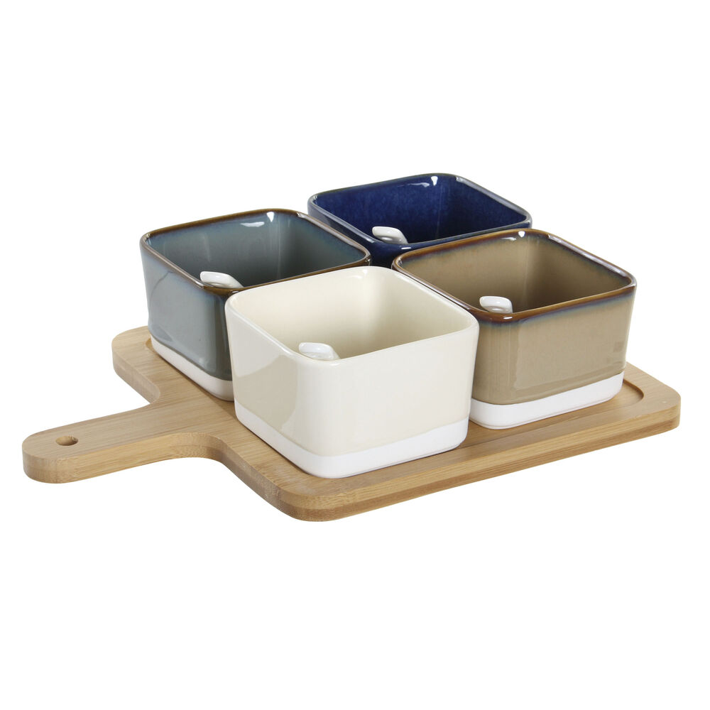 Tilltuggsset DKD Home Decor 27 x 20 x 1,3 cm Porslin Beige Blå Brun Grön Modern
