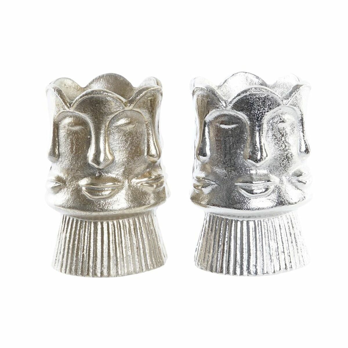 Vas DKD Home Decor Gyllene Ansikte Champagne Silvrig Aluminium Modern 12 x 12 x 17 cm (2 antal) - 4