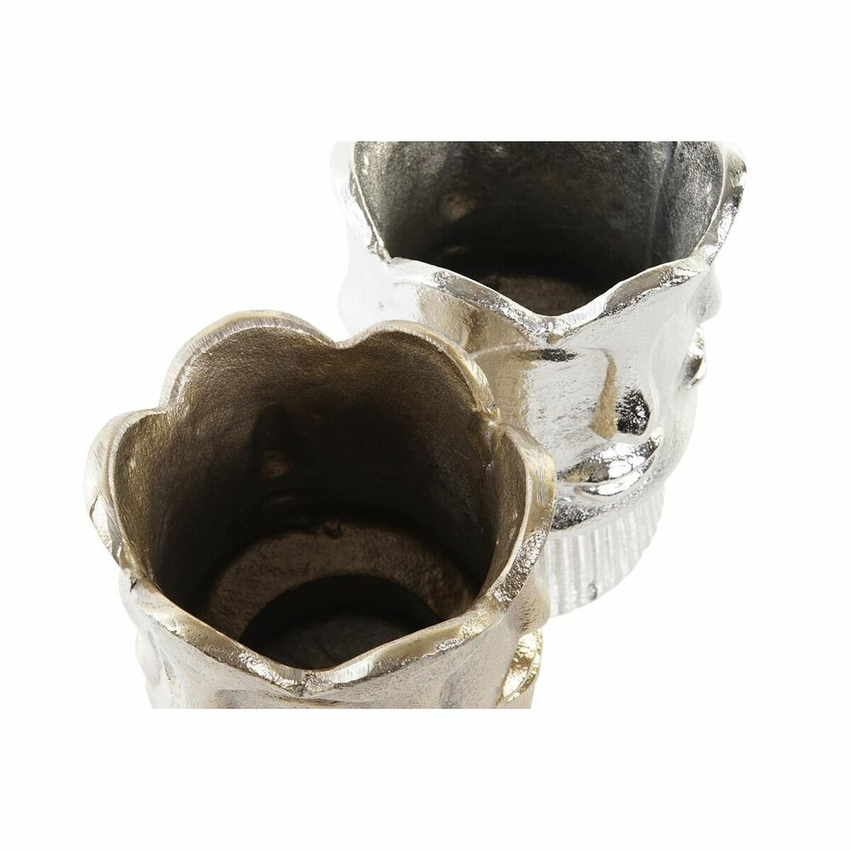 Vas DKD Home Decor Gyllene Ansikte Champagne Silvrig Aluminium Modern 12 x 12 x 17 cm (2 antal) - 6