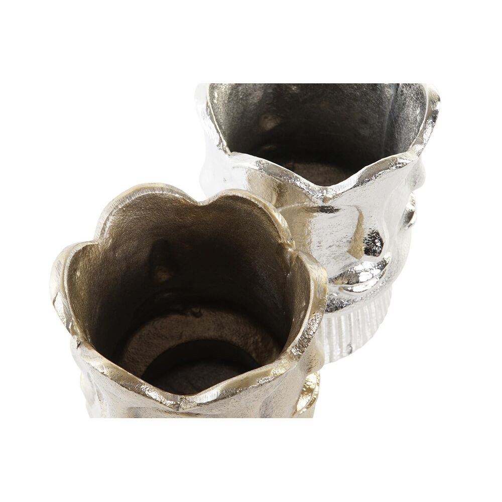 Vas DKD Home Decor Gyllene Ansikte Champagne Silvrig Aluminium Modern 12 x 12 x 17 cm (2 antal) - 3