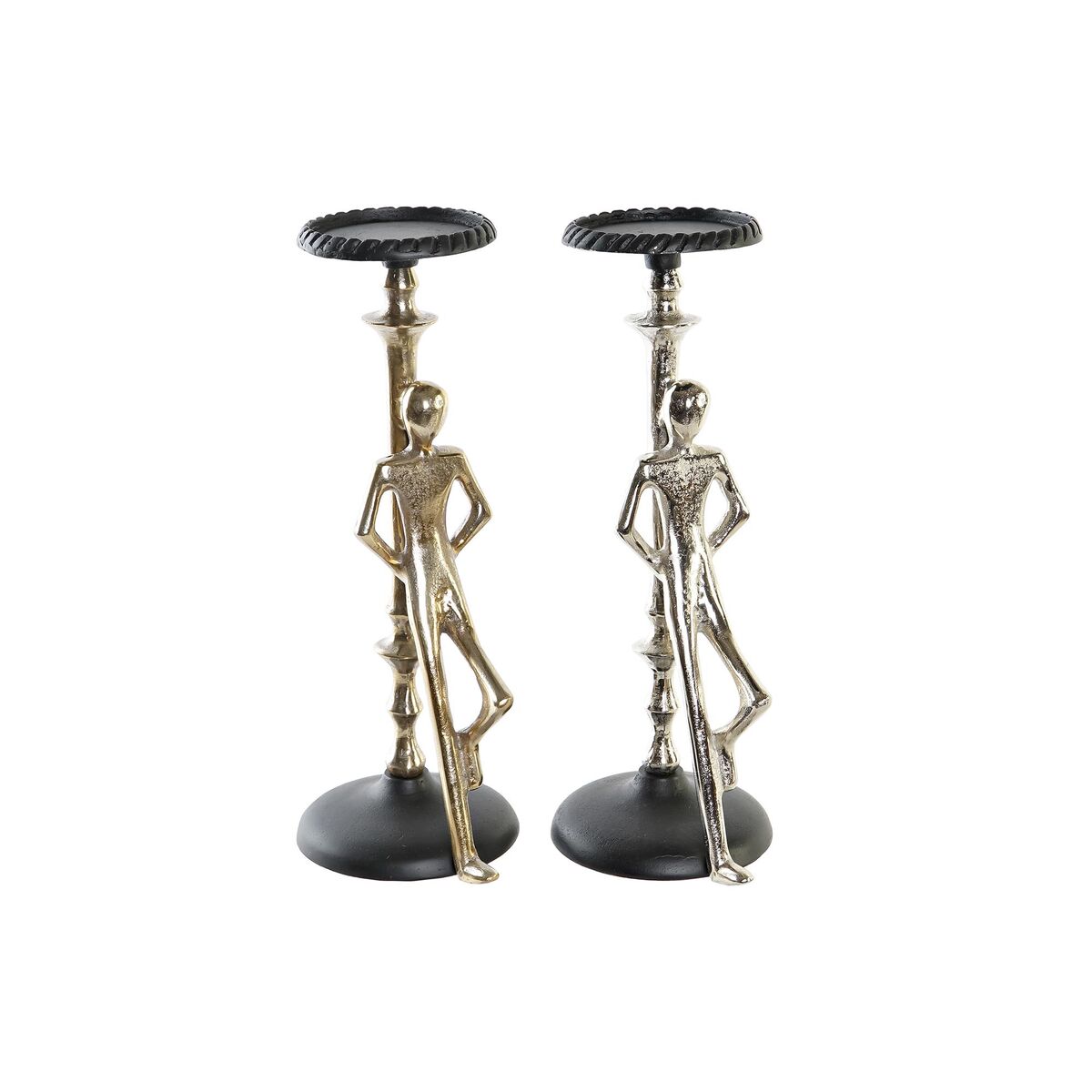 Kandelaber DKD Home Decor 15 x 20 x 41 cm Champagne Svart Aluminium Modern (2 antal) - 5