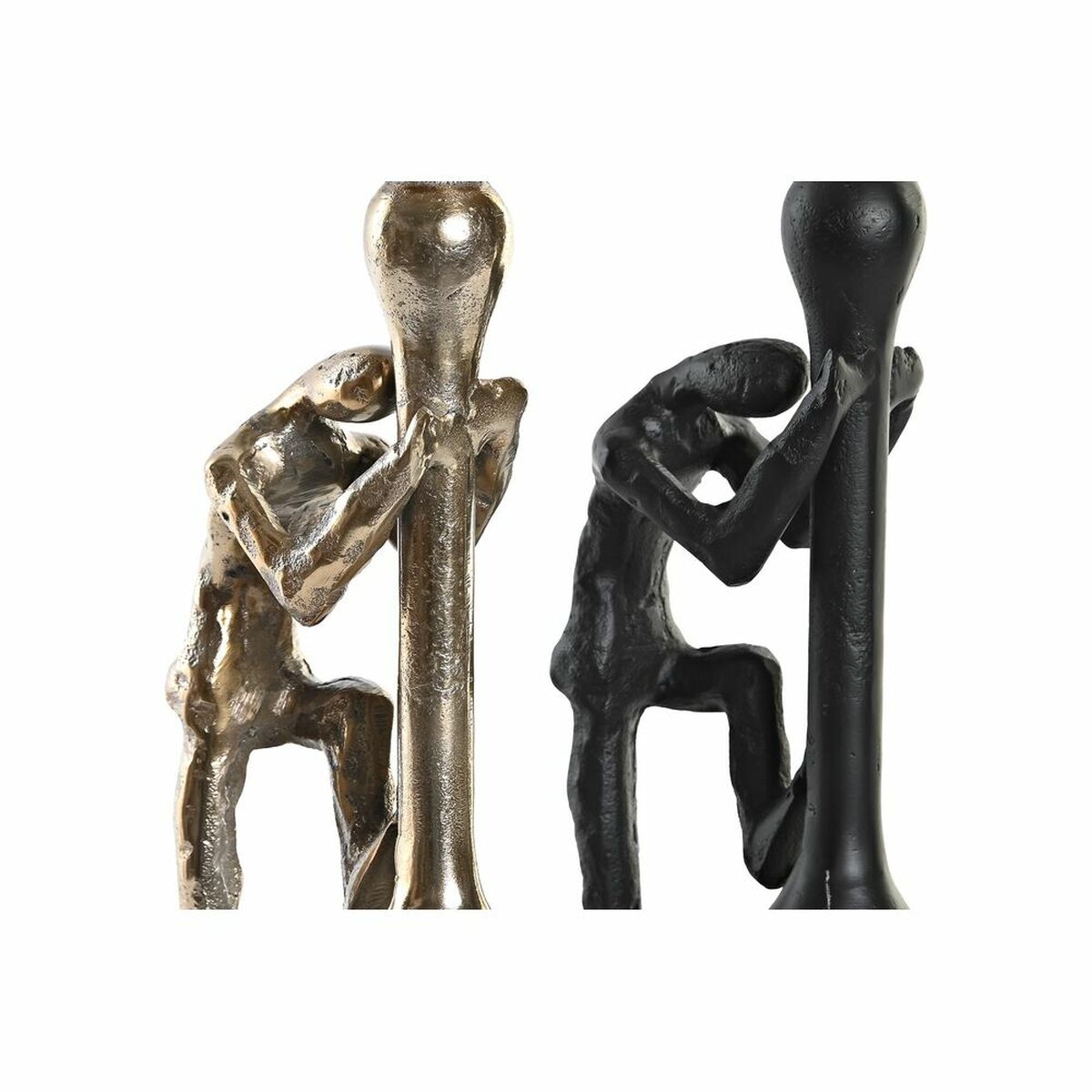 Kandelaber DKD Home Decor 12 x 10 x 27 cm Champagne Svart Aluminium Modern (2 antal) - 7