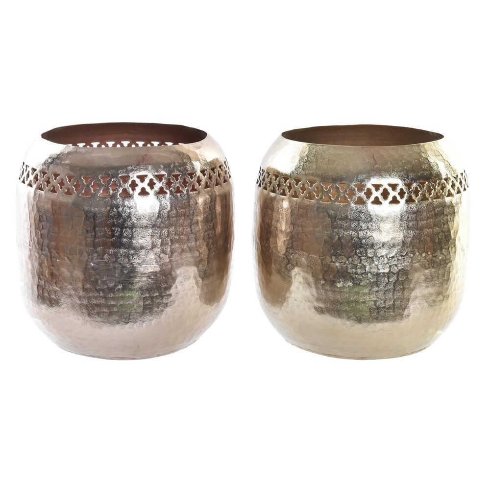 Vas DKD Home Decor Koppar 24 x 24 x 22 cm Gyllene Aluminium Arab stansning (2 antal)