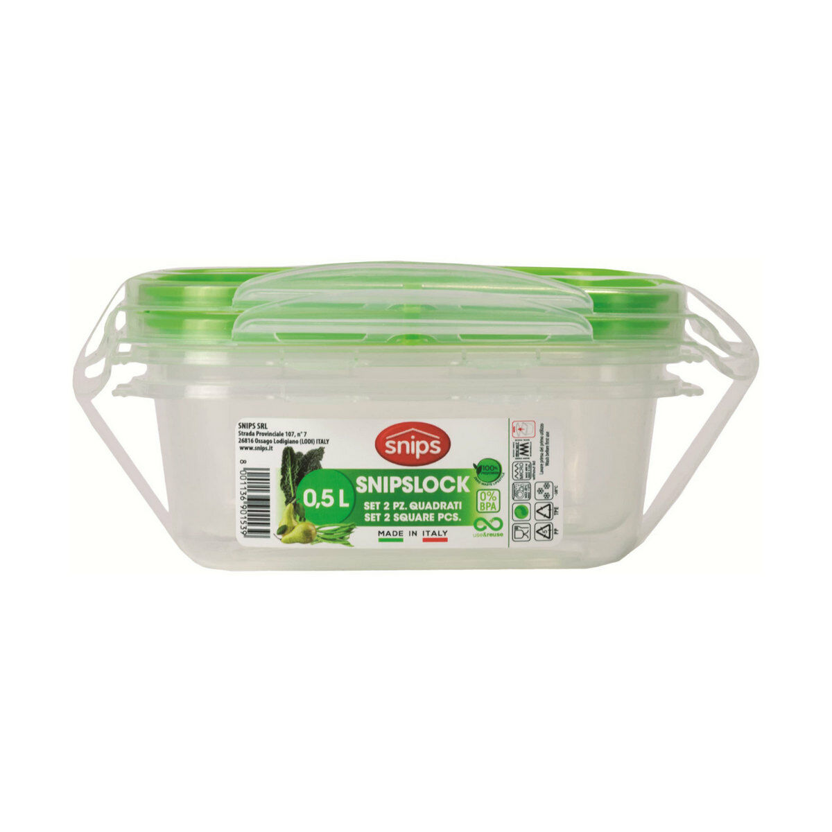 Lunchlåda Snips 500 ml Hermetisk stängning 14,7 x 14,7 x 7 cm (2 antal)