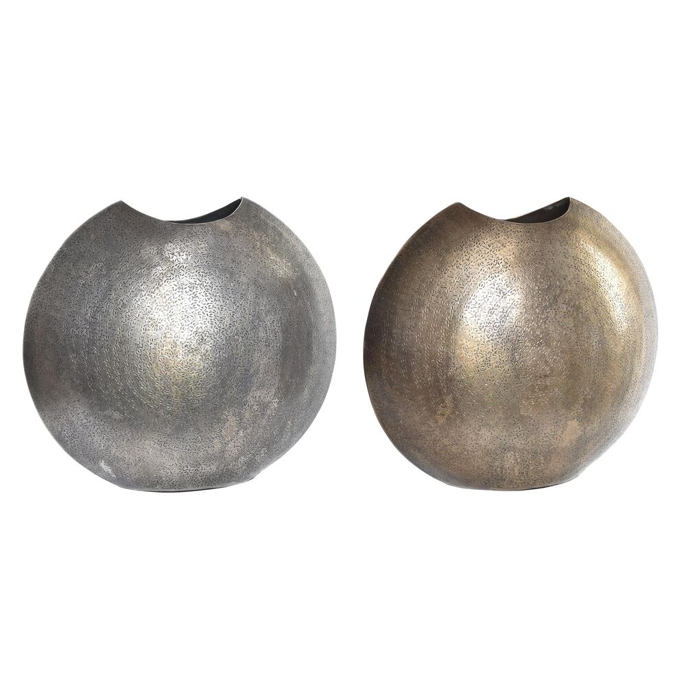 Vas DKD Home Decor Silvrig 36 x 14 x 33 cm Gyllene Aluminium (2 antal)