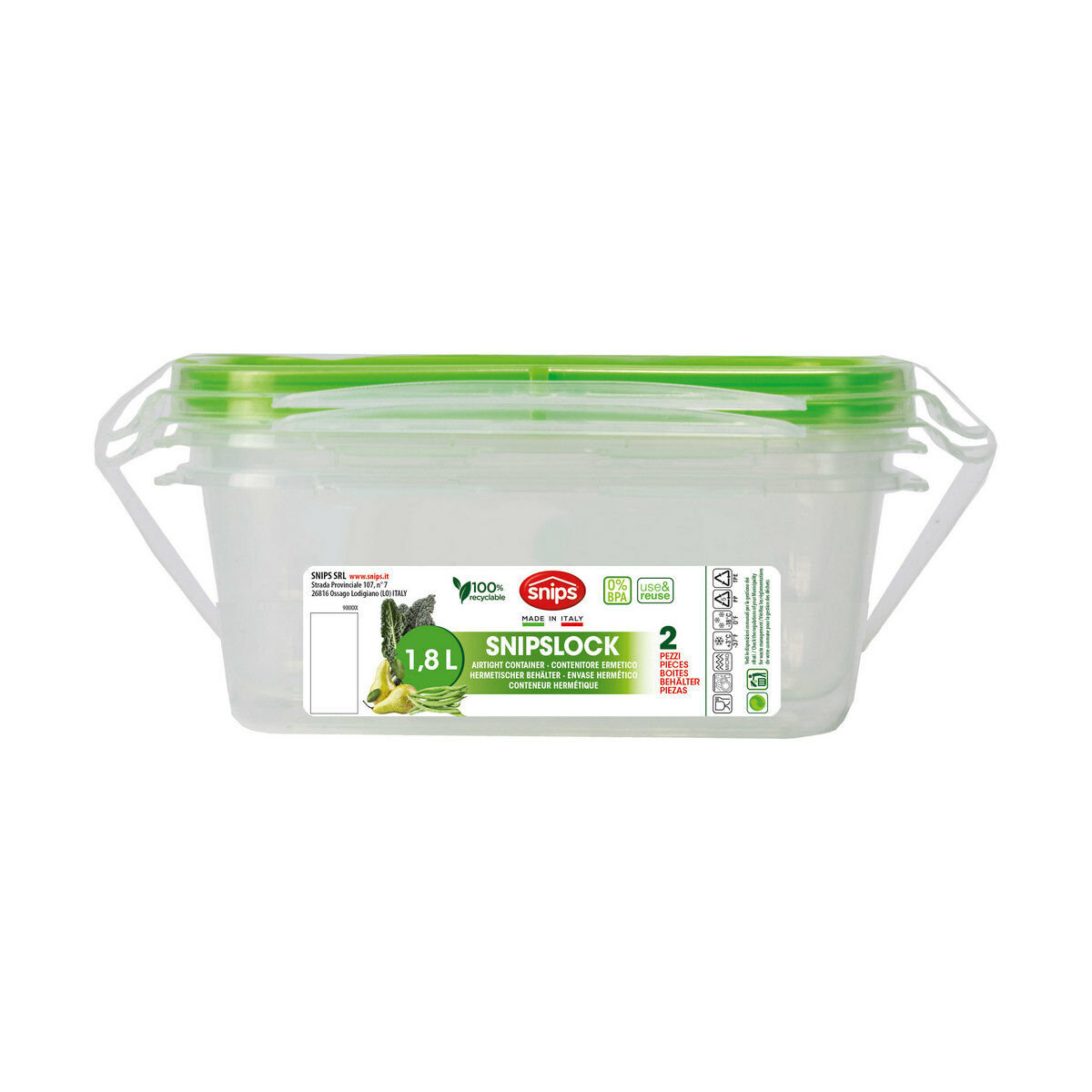 Lunchlåda Snips 1,8 L Hermetisk stängning (2 antal)