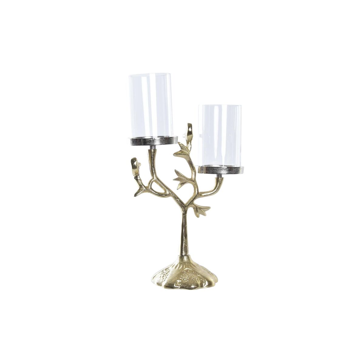 Kandelaber DKD Home Decor Glas Gyllene Aluminium Fåglar (29 x 15 x 48 cm) - 4