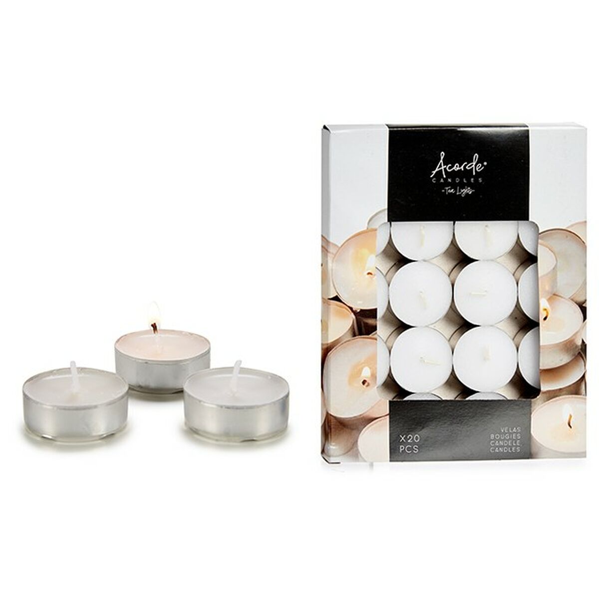 Set med levande ljus Vit (12 antal) - 2