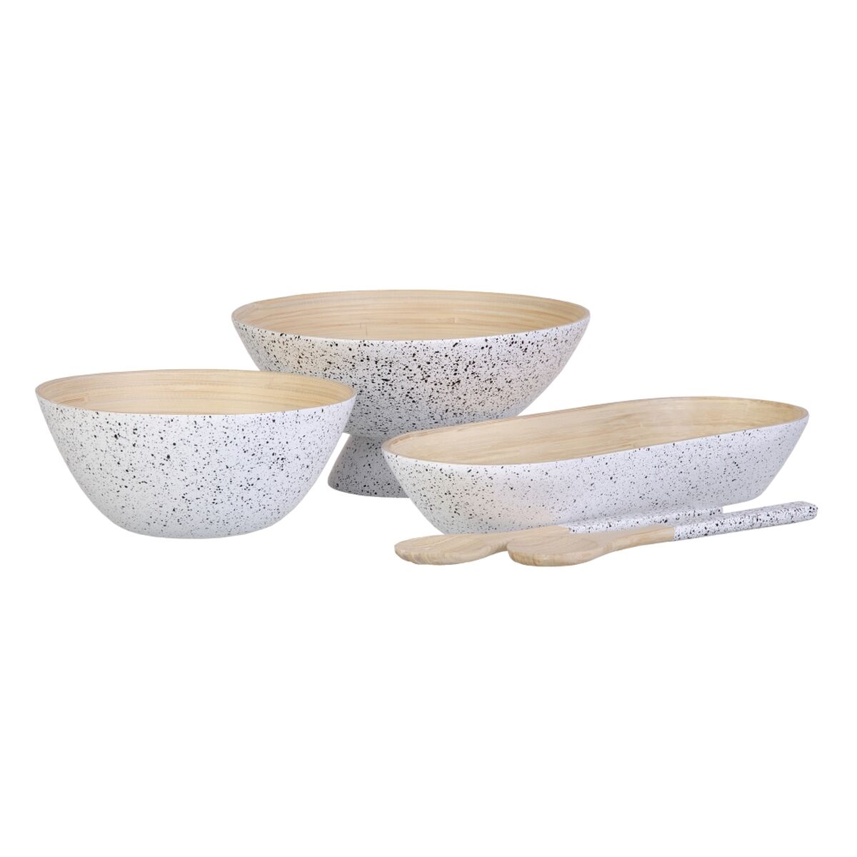 Fruktskål 30 x 30 x 14,5 cm Naturell Vit Bambu - 2
