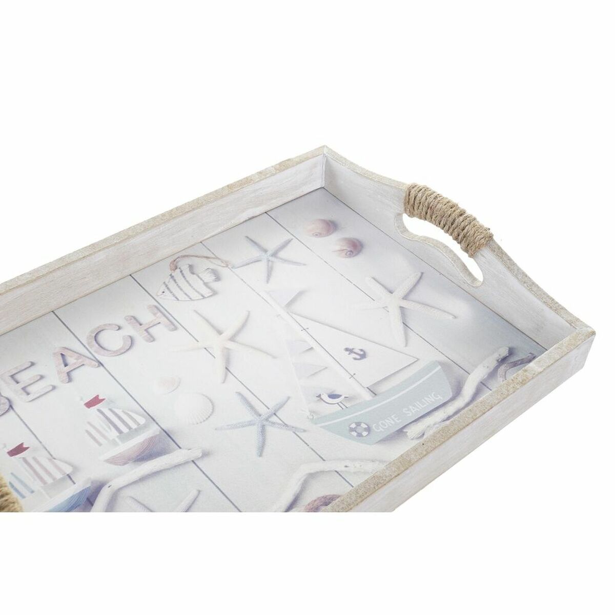 Uppsättning med Brickor DKD Home Decor Havsblå Multicolour 40 x 30 x 6 cm Trä MDF Medelhavs (2 antal) - 6