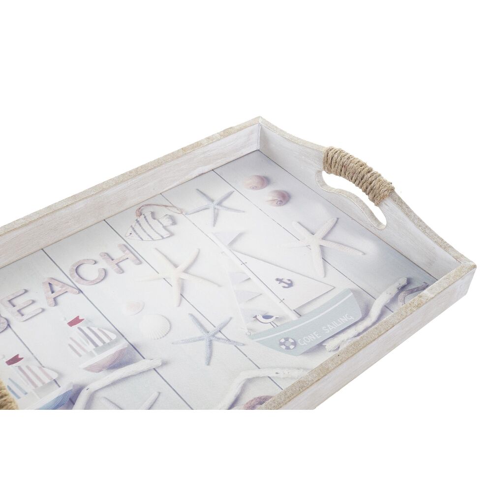 Uppsättning med Brickor DKD Home Decor Havsblå Multicolour 40 x 30 x 6 cm Trä MDF Medelhavs (2 antal) - 3