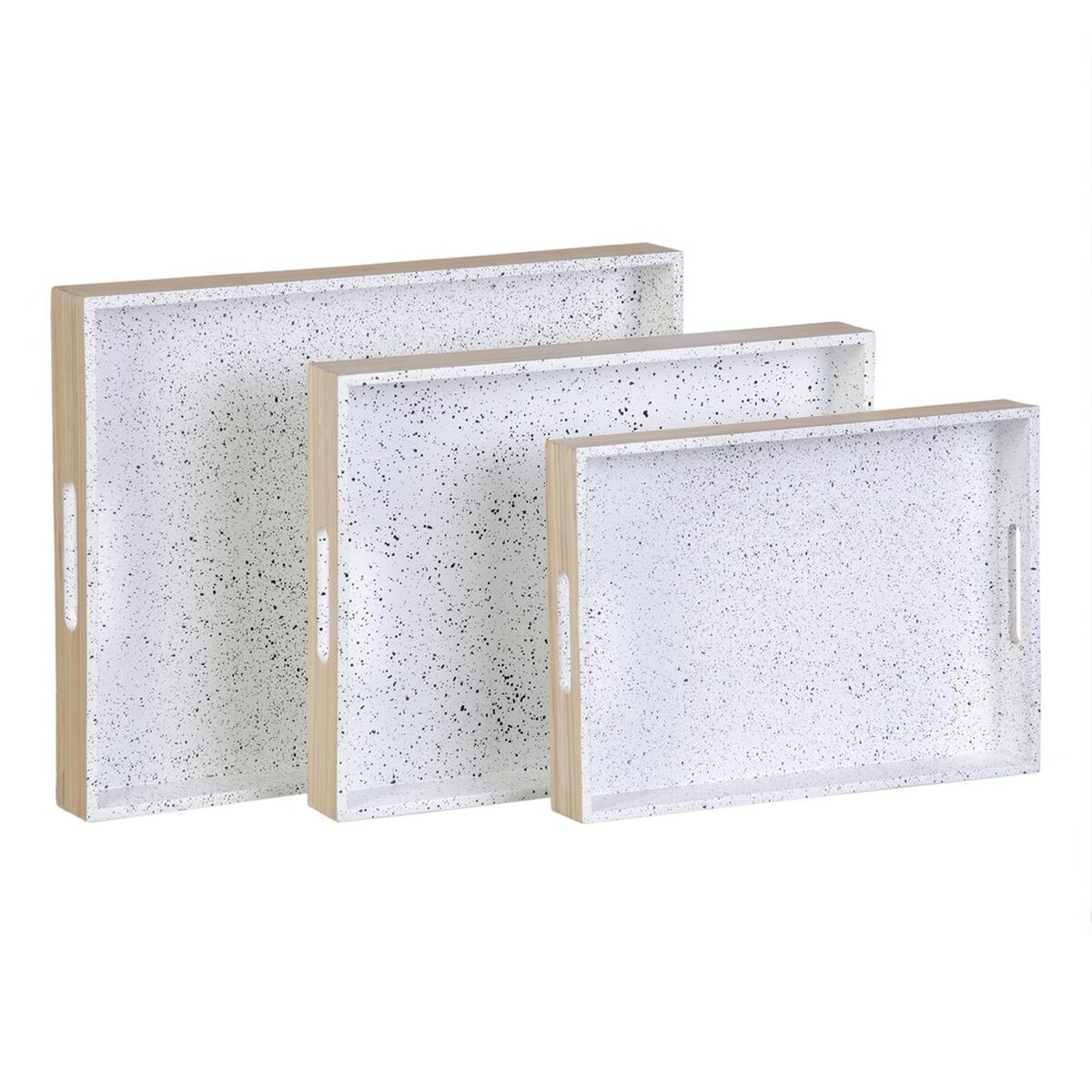 Snacksbricka Naturell Vit Bambu 45 x 35 x 5 cm 3 Delar