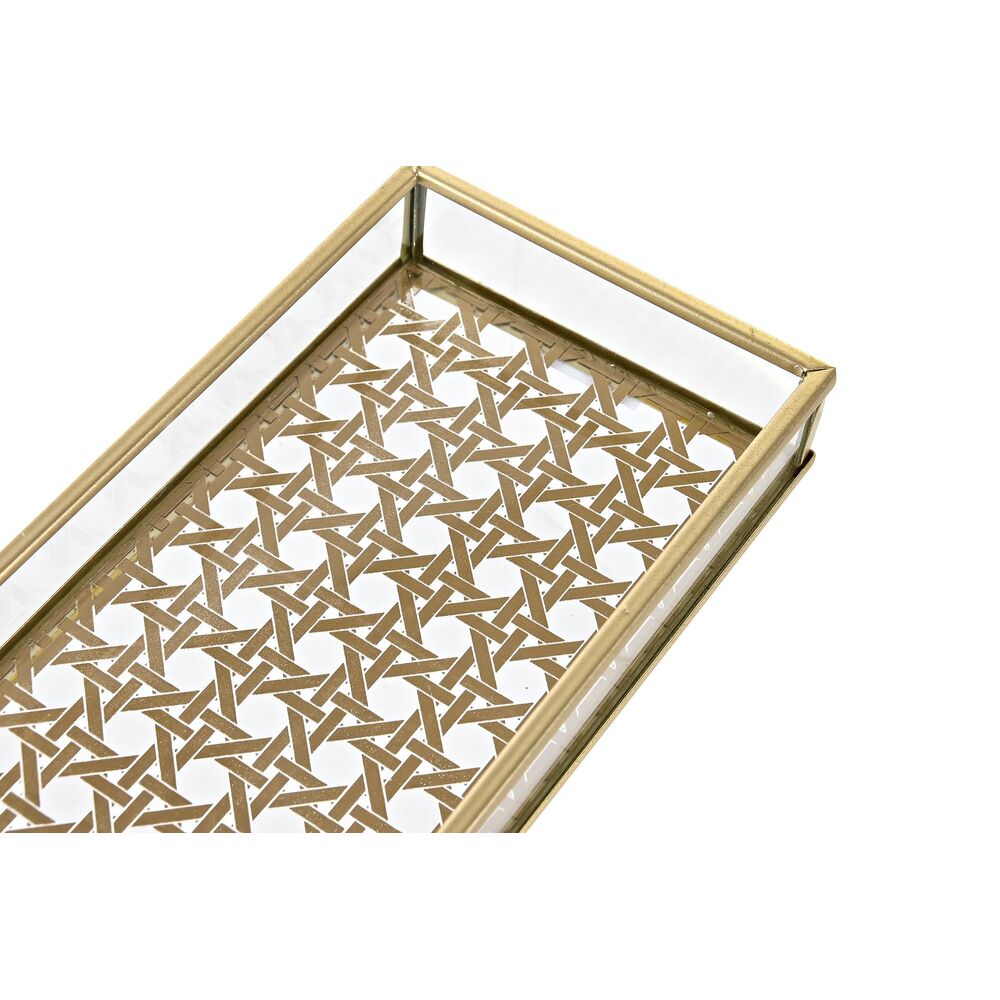 Bricka DKD Home Decor Gyllene Metall Glas 20 x 10 x 3 cm - 3
