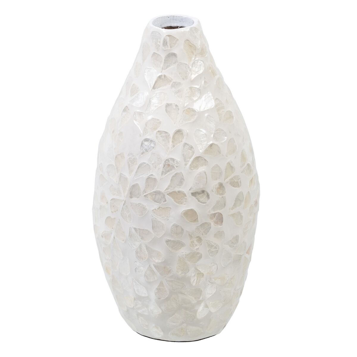 Vas Beige Pärlemor Trä MDF 15 x 15 x 30 cm