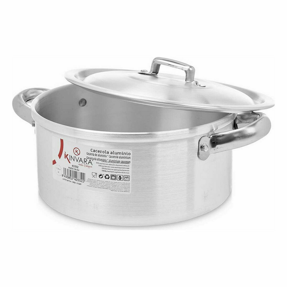 Kastrull med lock Silvrig Aluminium (10 antal) - 2