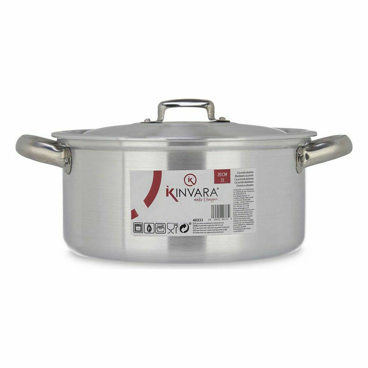 Kastrull med lock Silvrig Aluminium 3 L (10 antal) - 2