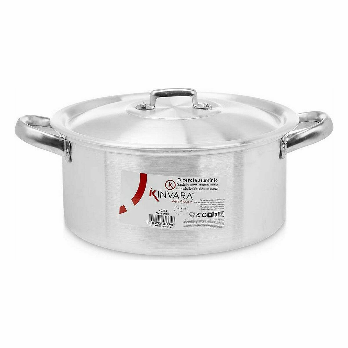 Kastrull med lock Silvrig Aluminium 4 L 24 x 13 x 31 cm (10 antal) - 2