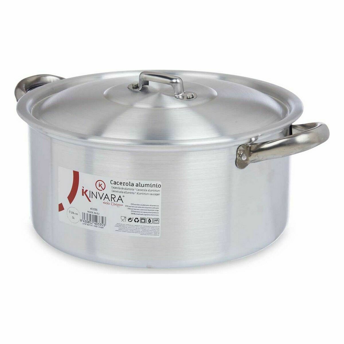 Kastrull med lock Silvrig Aluminium 5 L (10 antal) - 2