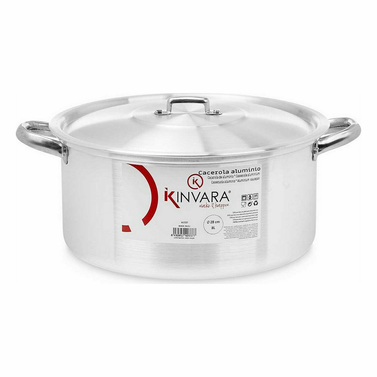 Kastrull med lock Silvrig Aluminium 8 L (6 antal) - 2