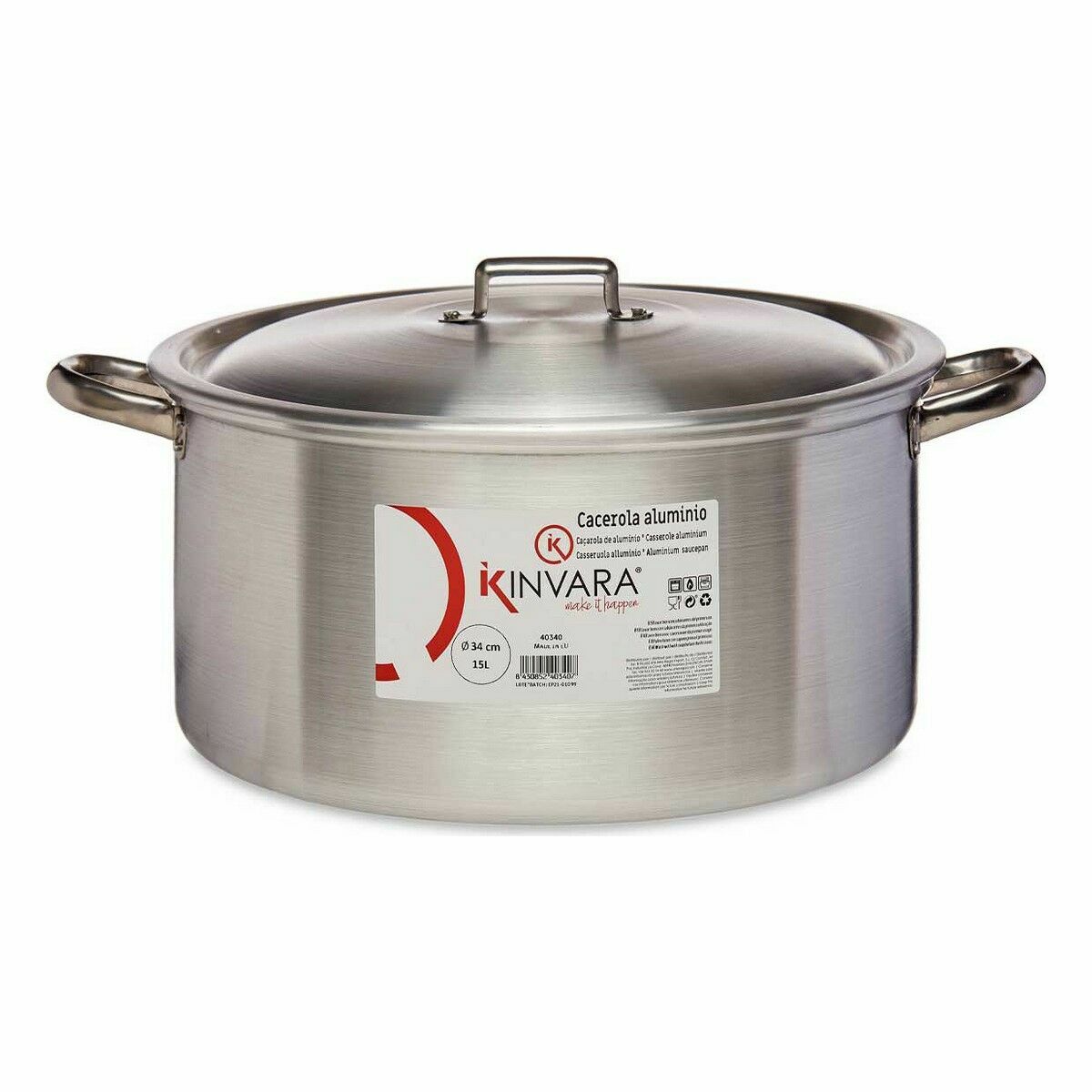 Kastrull med lock Silvrig Aluminium 15 L (3 antal) - 2