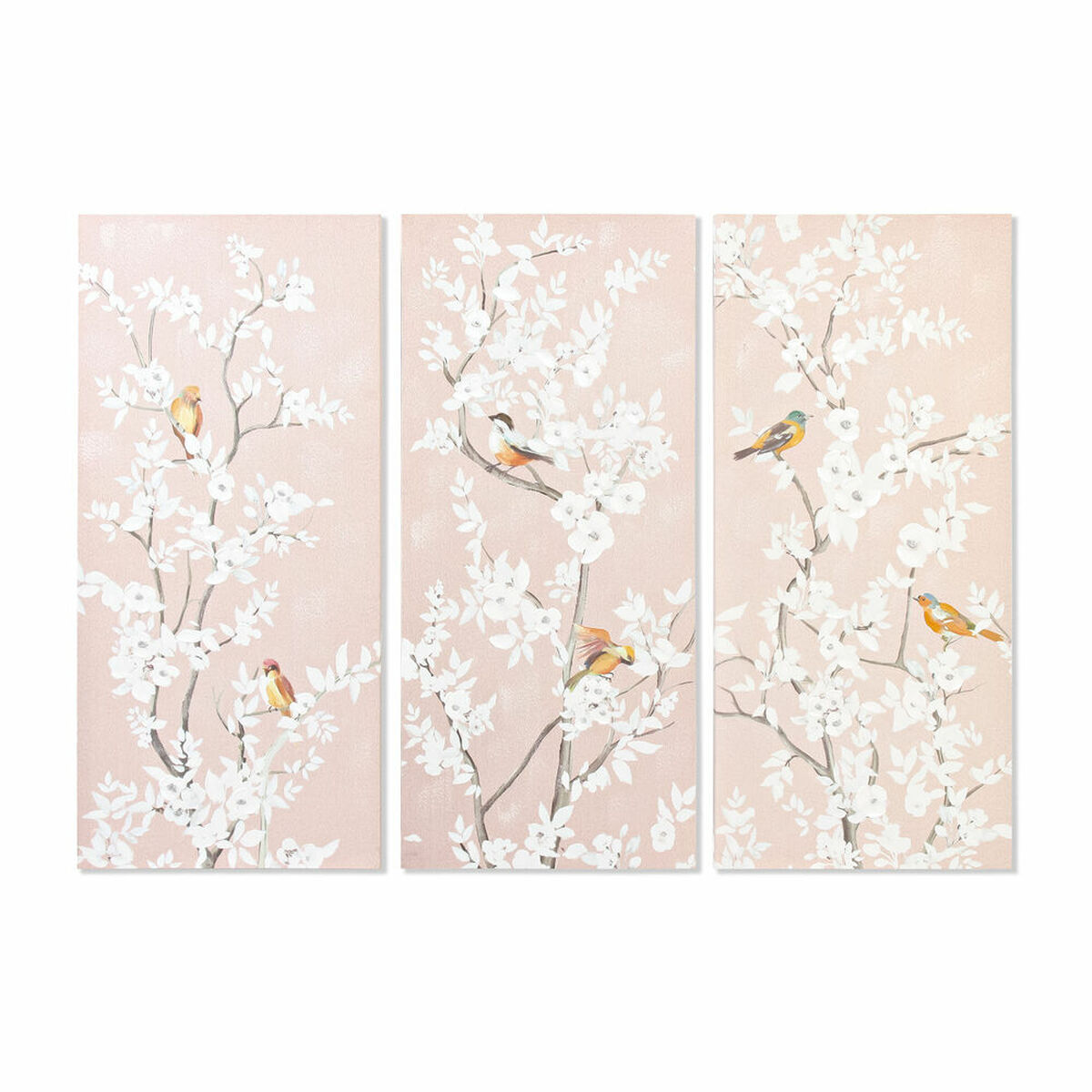 Tavla DKD Home Decor Fågel Orientalisk 40 x 3 x 90 cm (3 antal)