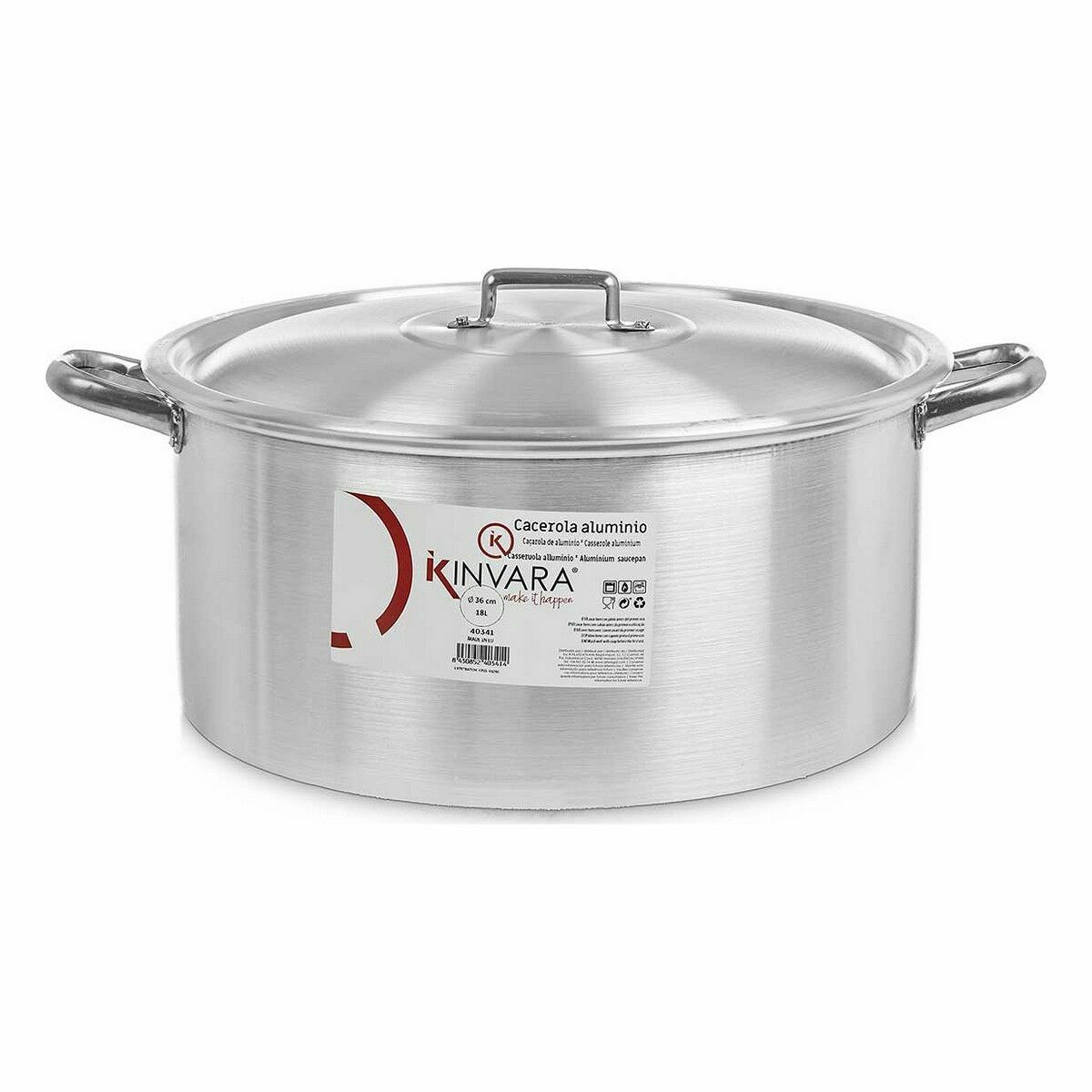 Kastrull med lock Silvrig Aluminium 18 L (3 antal) - 2