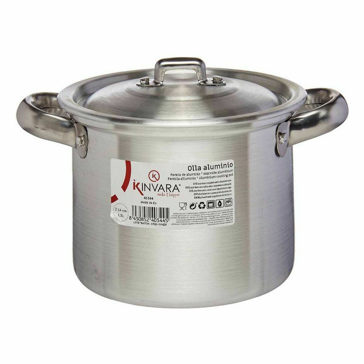 Gryta med lock Ø 14 cm Silvrig Aluminium (6 antal) - 2