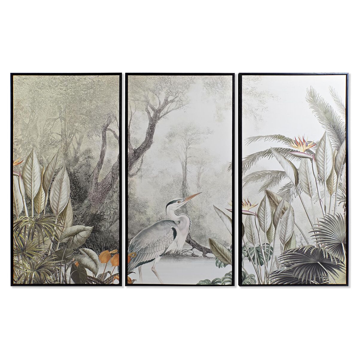 3-ramsset DKD Home Decor 180 x 4 x 120 cm Tropiskt 30 x 40 cm