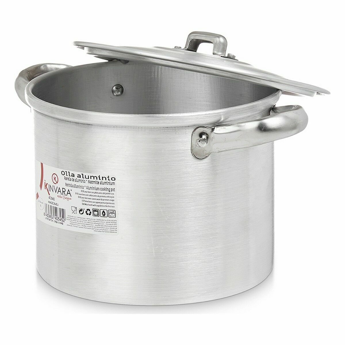 Gryta med lock Silvrig Aluminium 23,5 x 15 x 18 cm (6 antal) - 2
