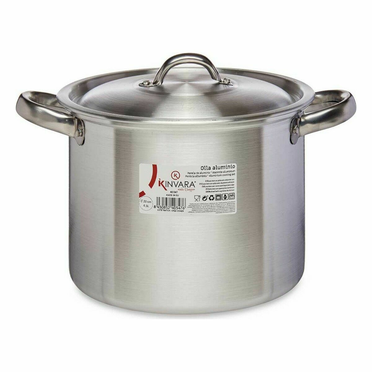 Gryta med lock Ø 20 cm Silvrig Aluminium (6 antal) - 2