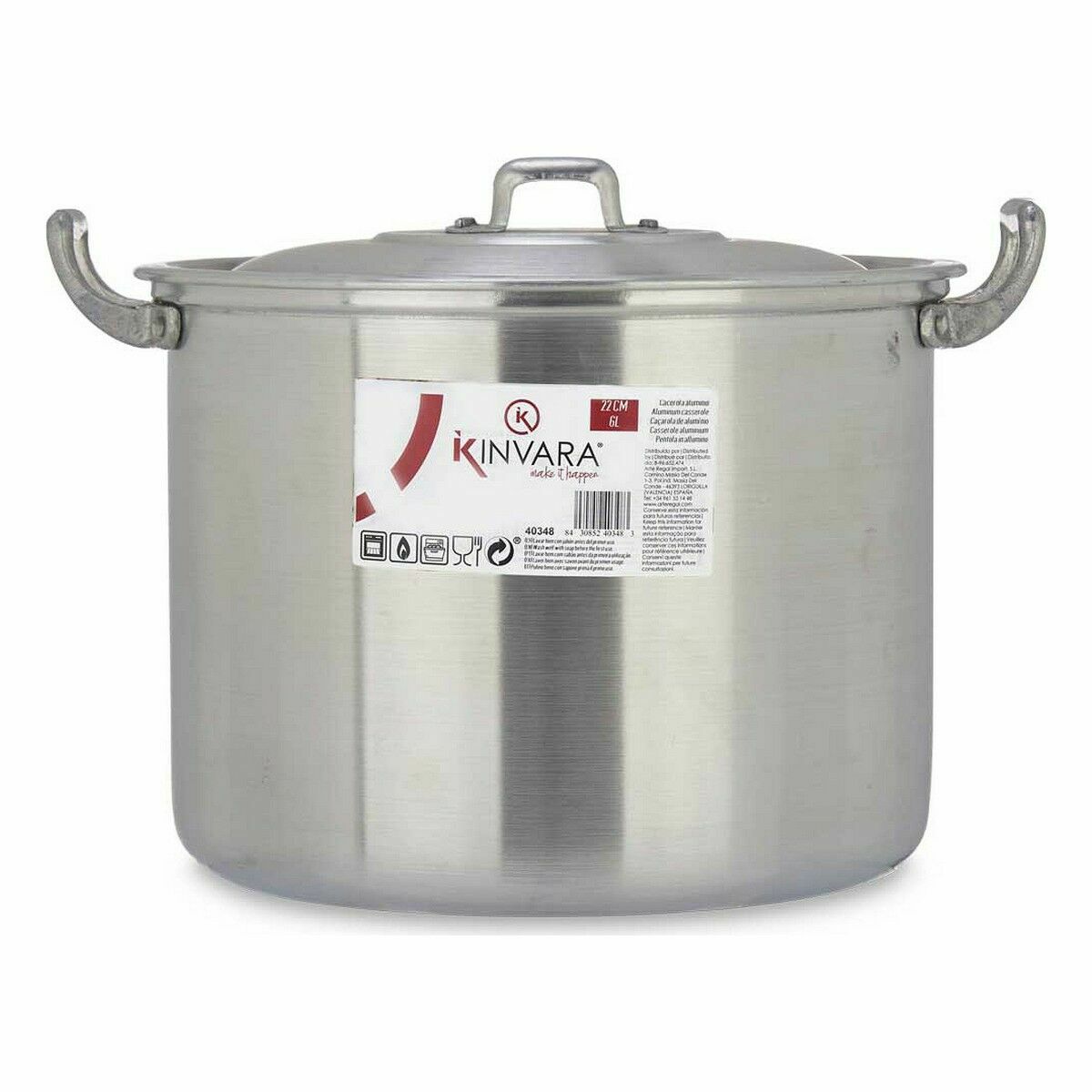Gryta med lock Silvrig Aluminium 31 x 20 x 24 cm (6 antal) - 2