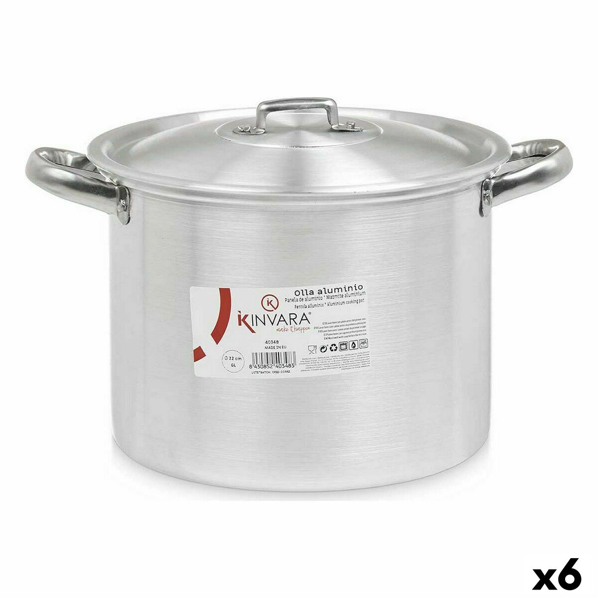 Gryta med lock Silvrig Aluminium 31 x 20 x 24 cm (6 antal)