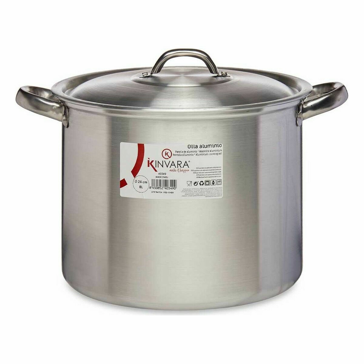 Gryta med lock Ø 24 cm Silvrig Aluminium (6 antal) - 2